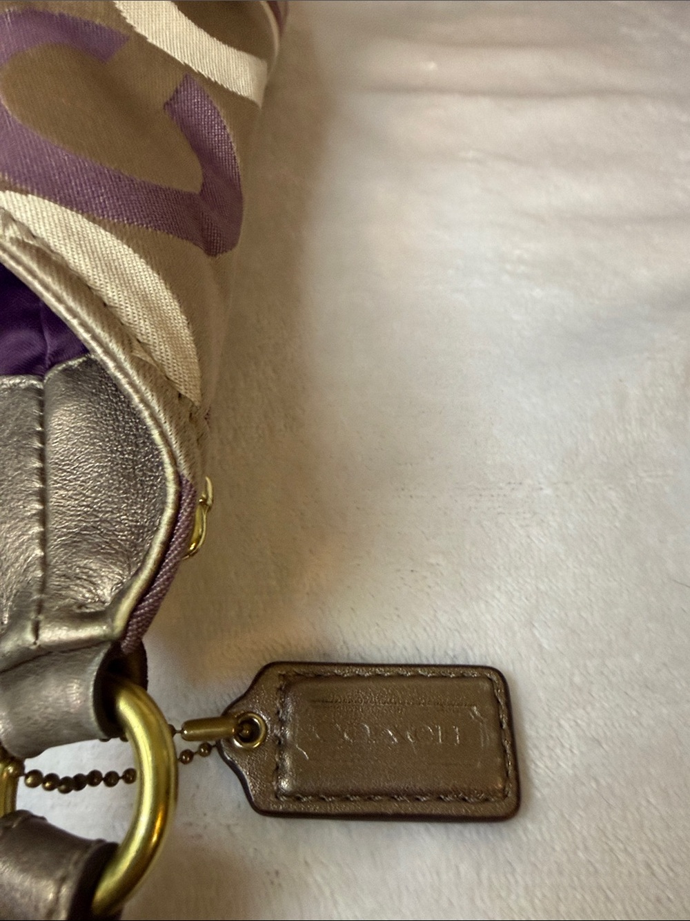 Coach Op Art Glam C1276-19844 Purple Satin Lined Metallic Bronze Shoulder Bag - Picture 11 of 12